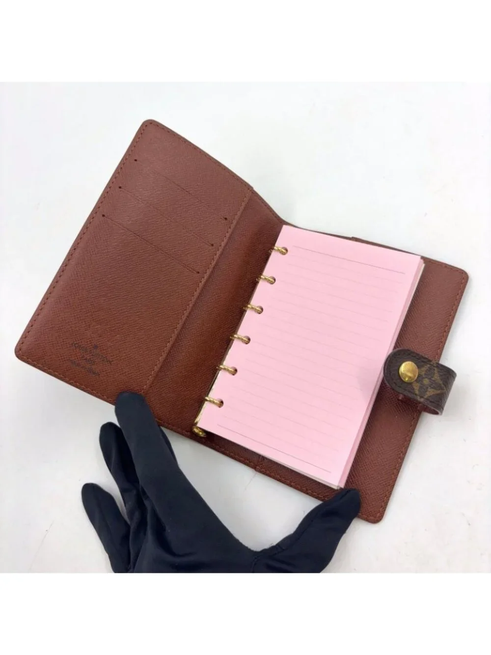 Louis Vuitton Agenda PM Monogram Leather Brown Pocket Bookcover Gold